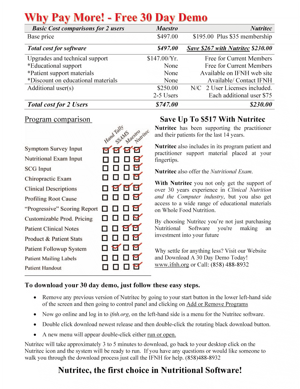 Demo & Nutritec Cost comparisons 01-09